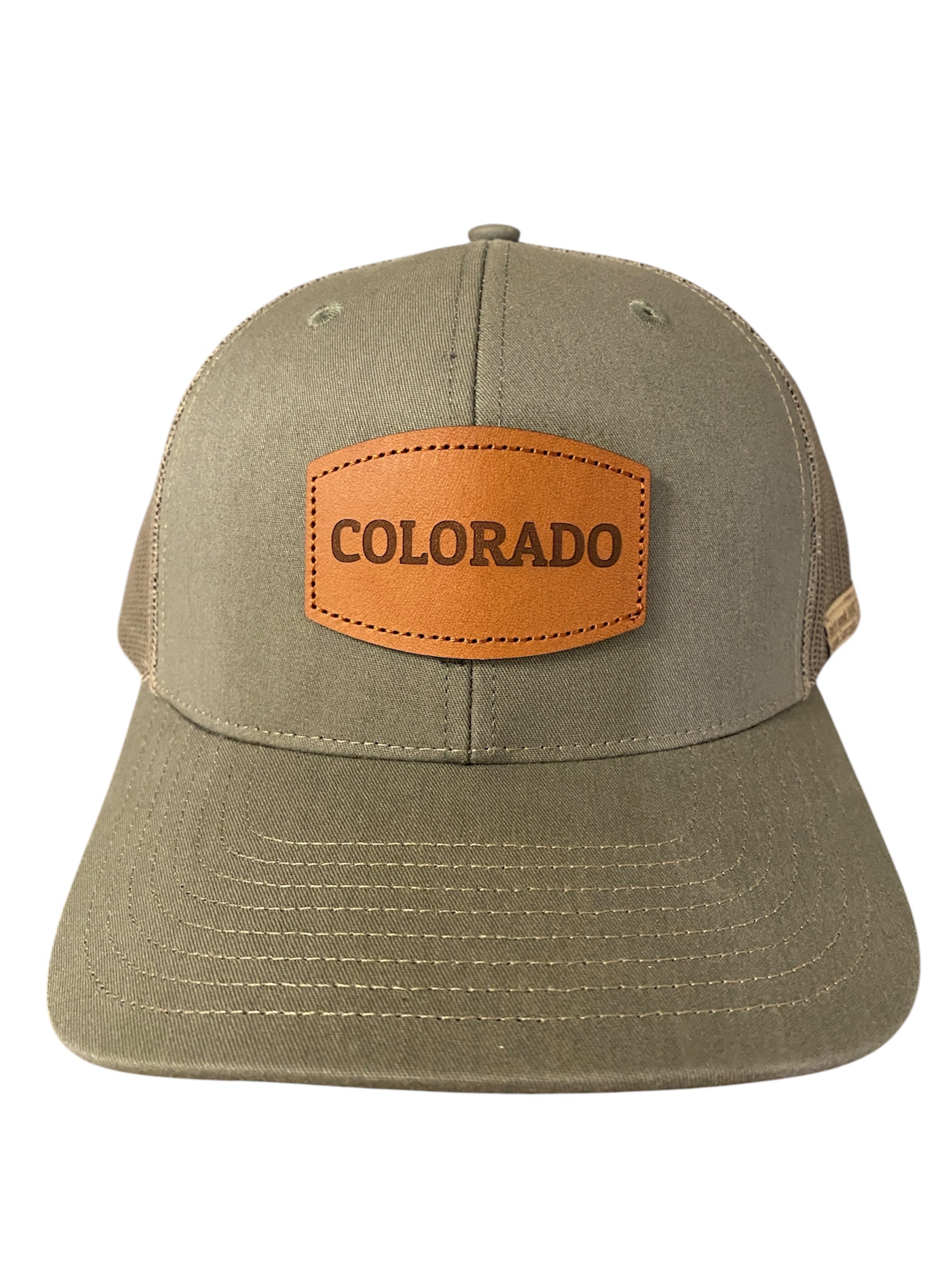 Leather patch COLORADO Trucker Hat in loden green