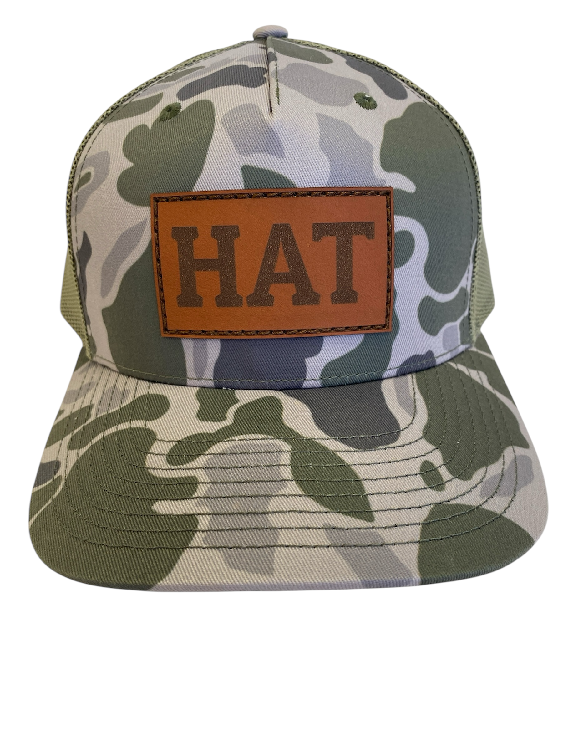 Leather Patch Trucker HAT in Camo