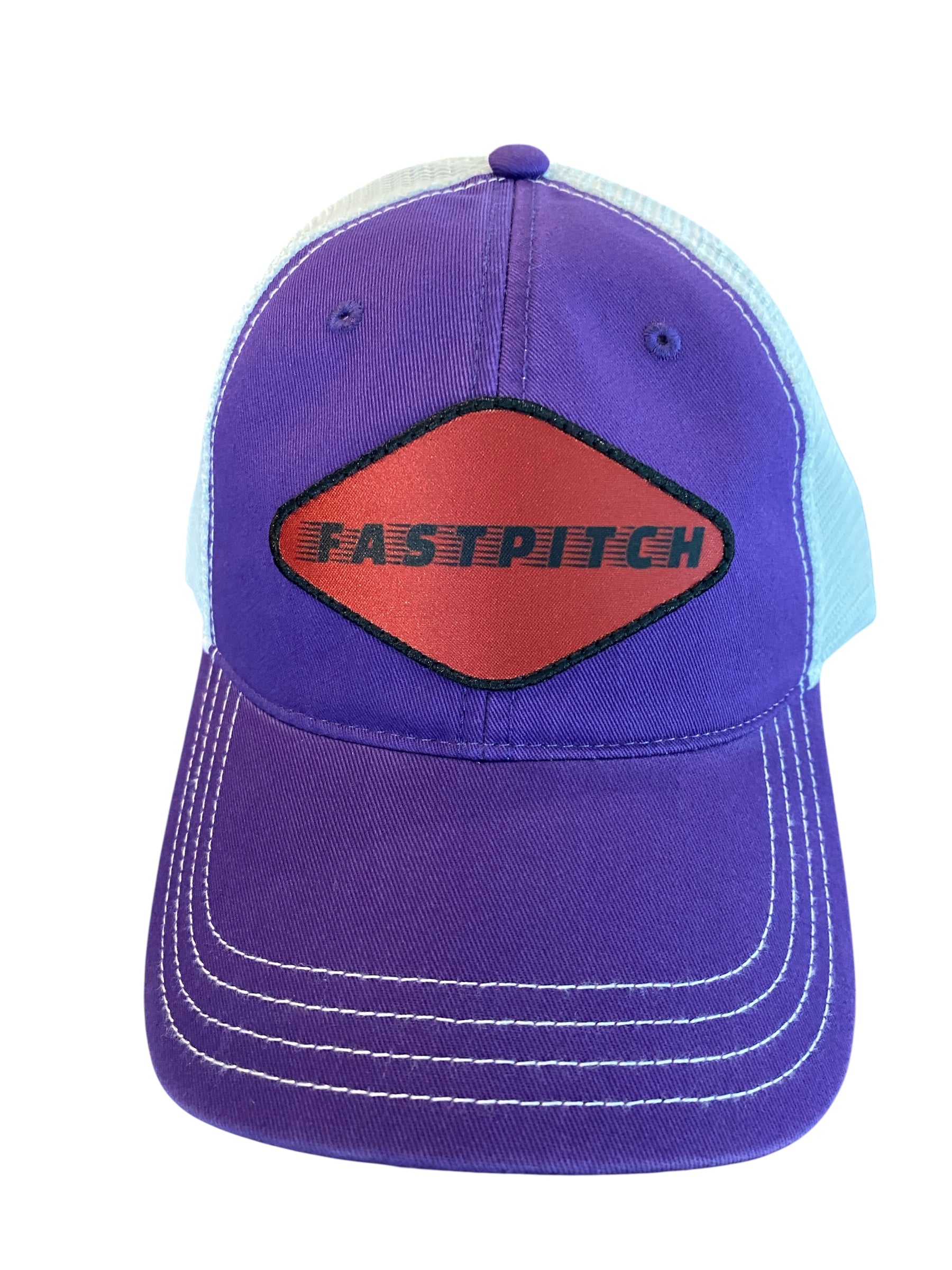 Unstructured FASTPITCH Trucker Hat in purple/white mesh