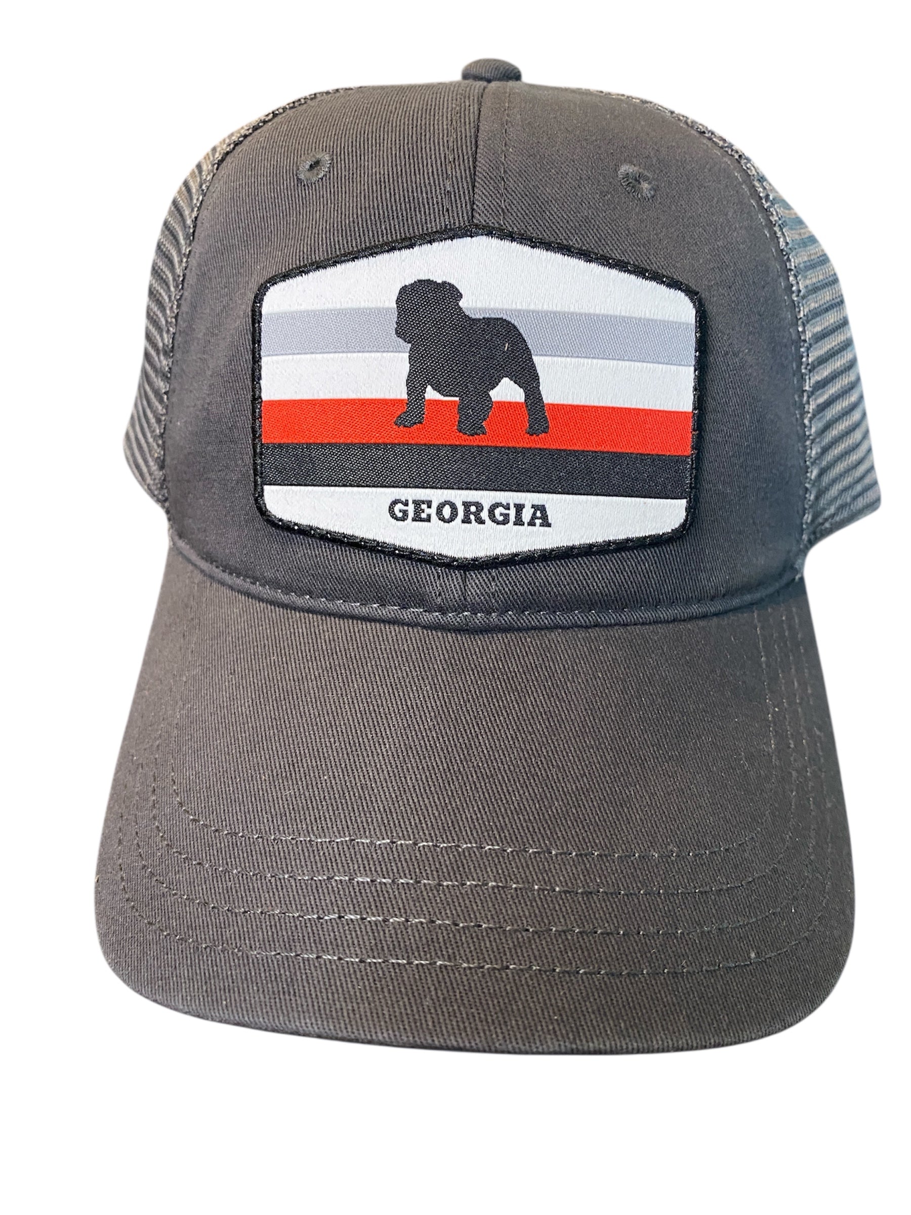 Bulldog Stripes trucker hat unstructured in gray/gray mesh