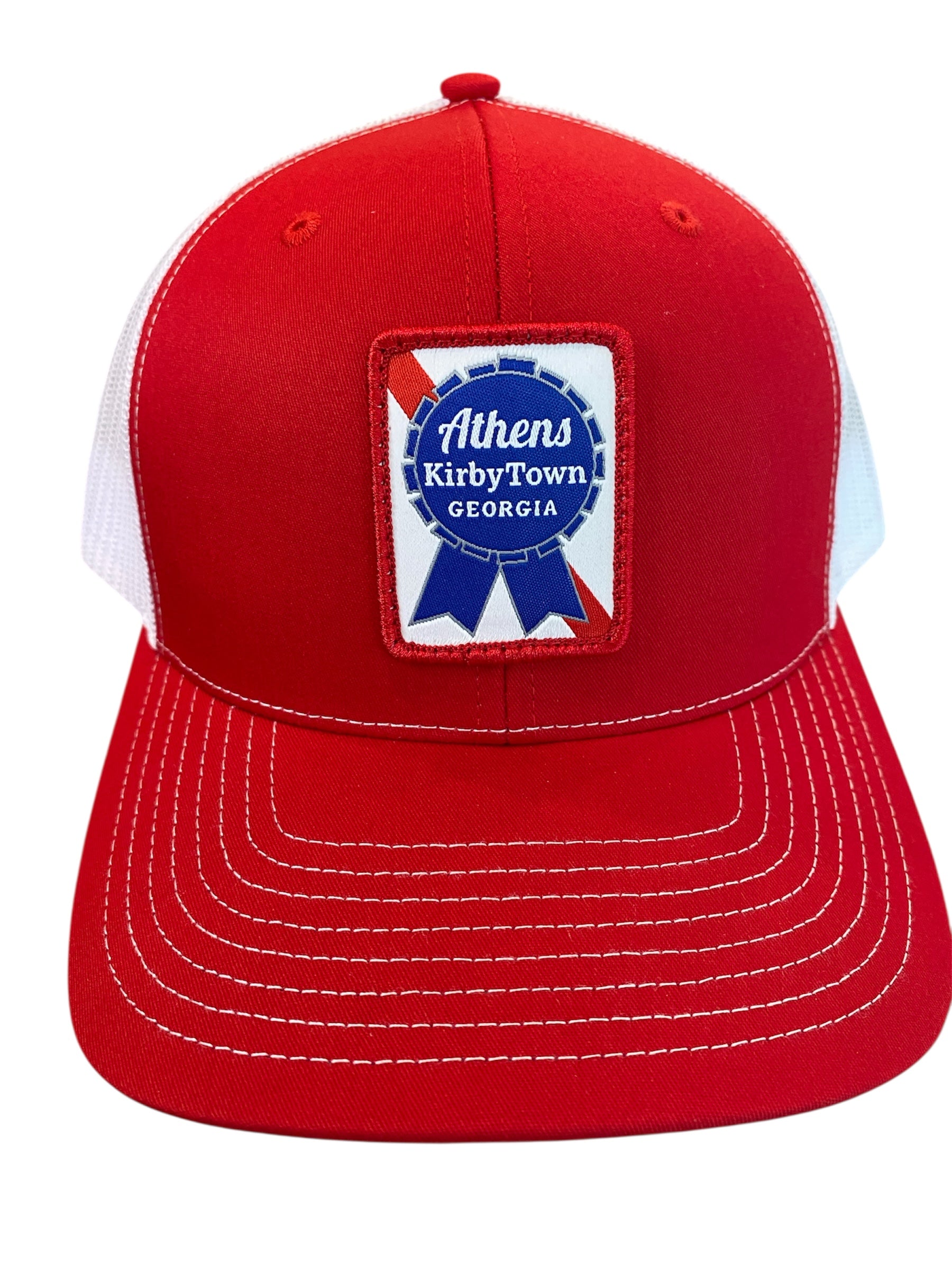 Woven Patch Athens Kirby Town Hat in red/white