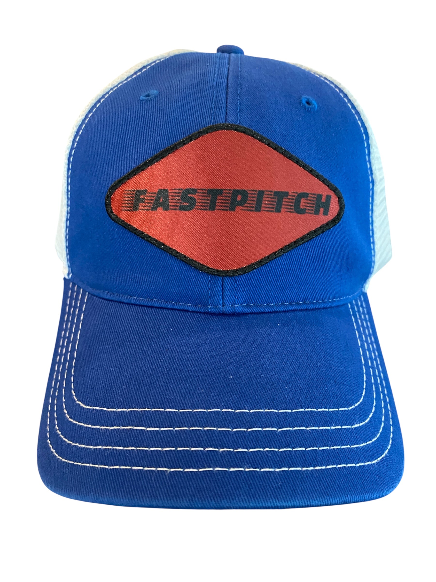 Unstructured FASTPITCH Trucker Hat in blue/white mesh