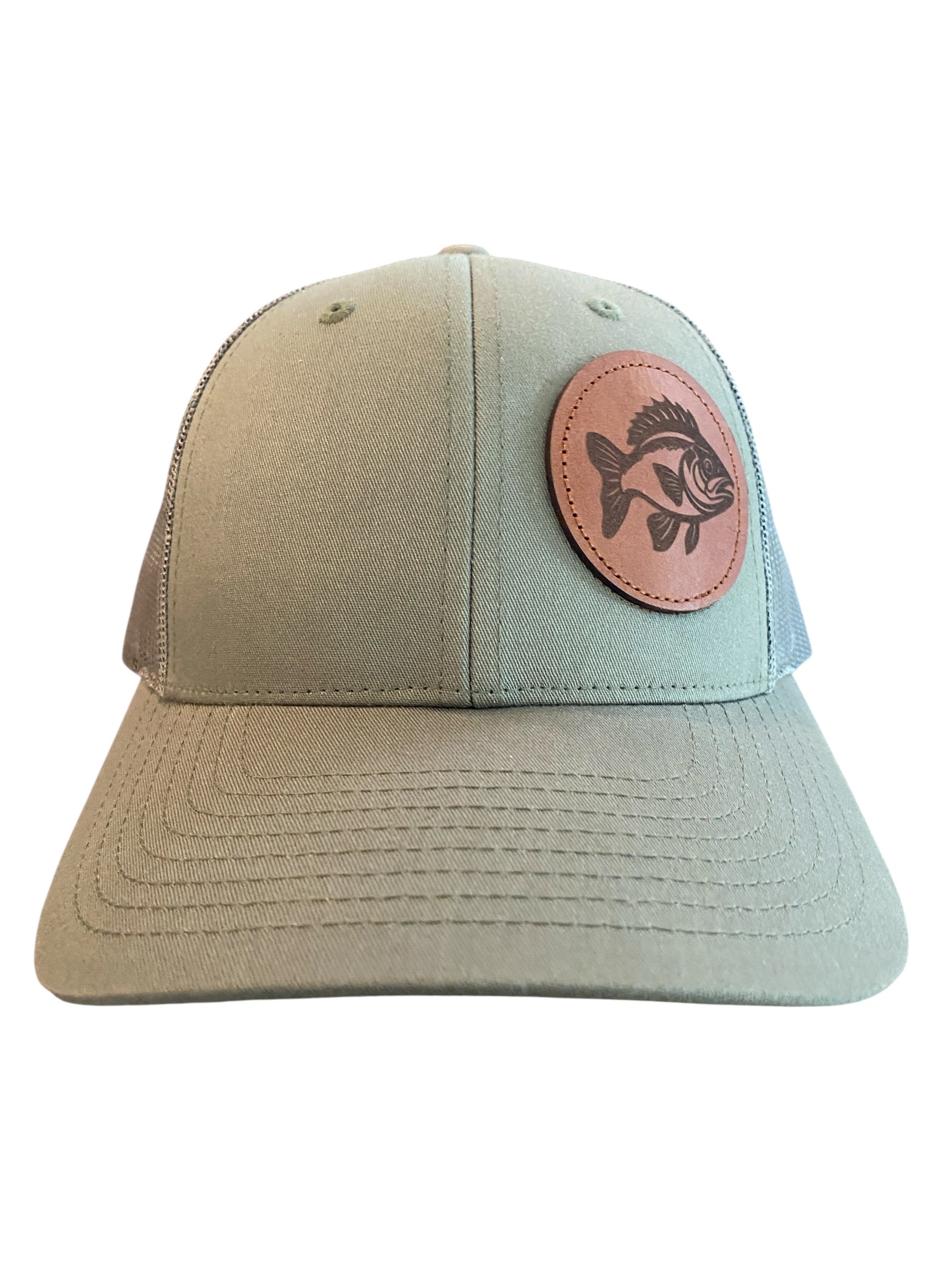 Low Profile Crappie Trucker Hat in olive green