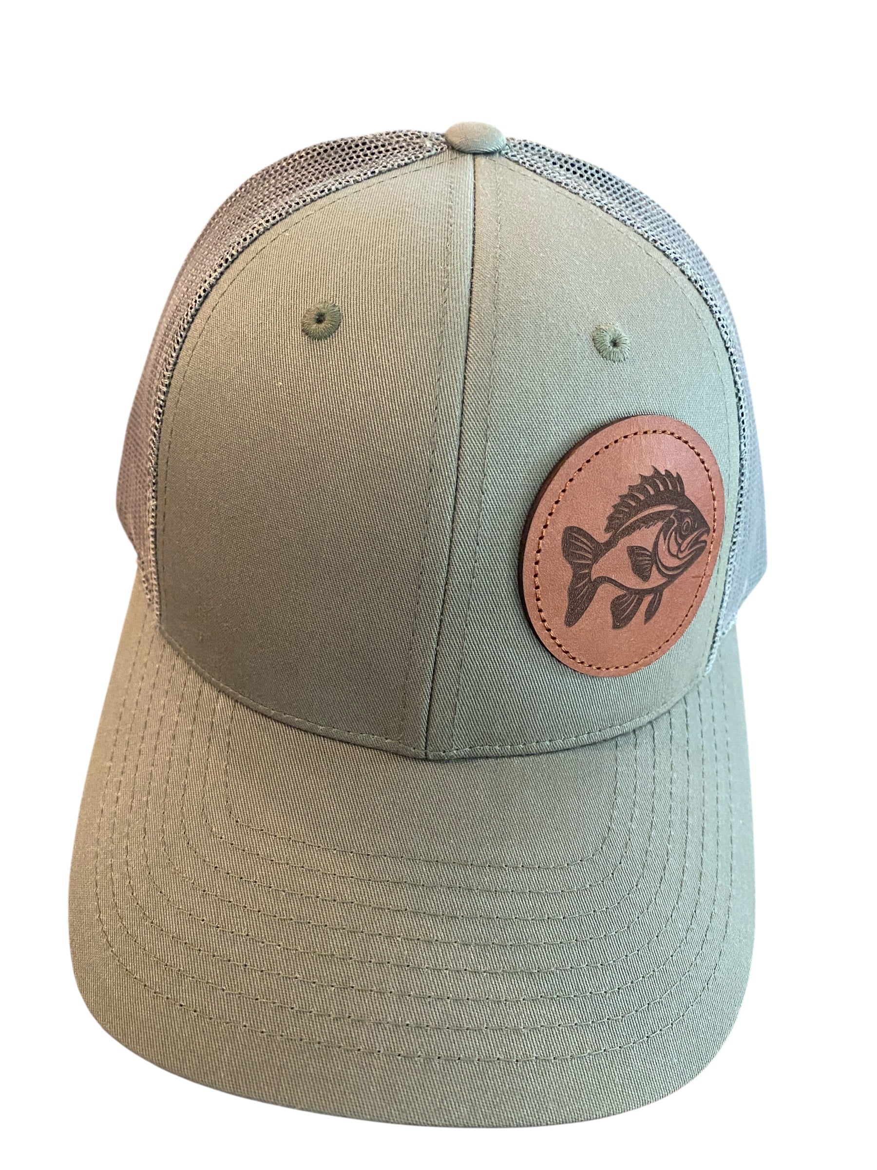 Low Profile Crappie Trucker Hat in olive green