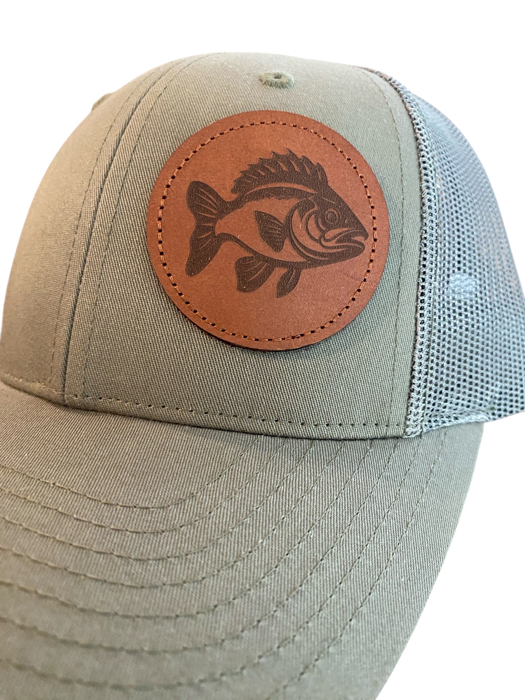 Low Profile Crappie Trucker Hat in olive green