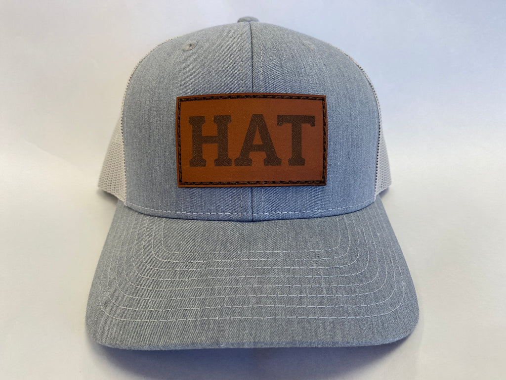 Leather Patch Trucker Hat light gray and light gray