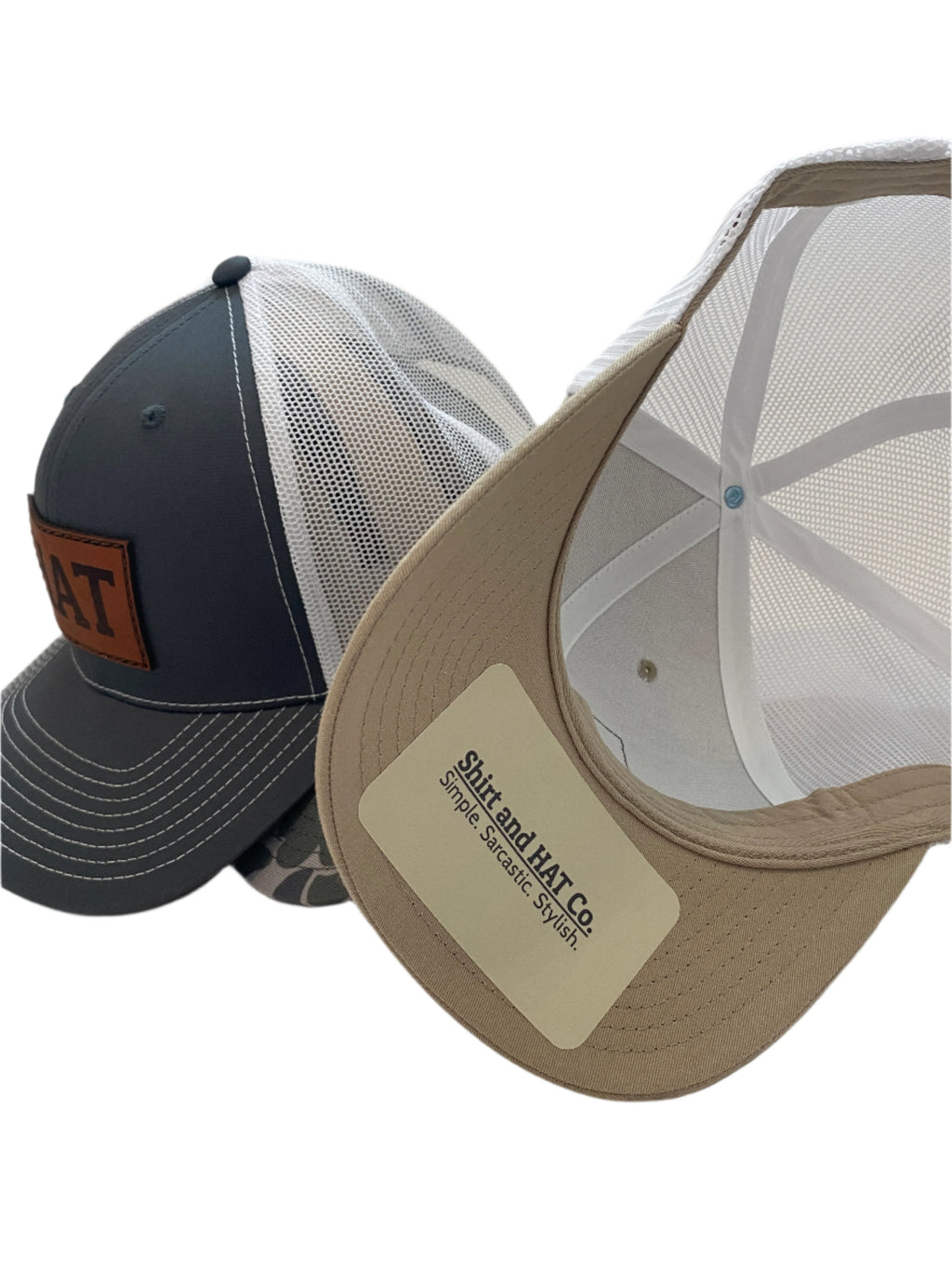 underside of khaki and white hat